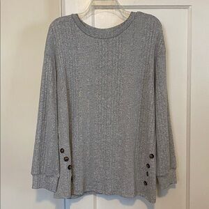 🎀 5/$20 🎀 SHEIN grey ribbed pullover top with button accents size 1XL